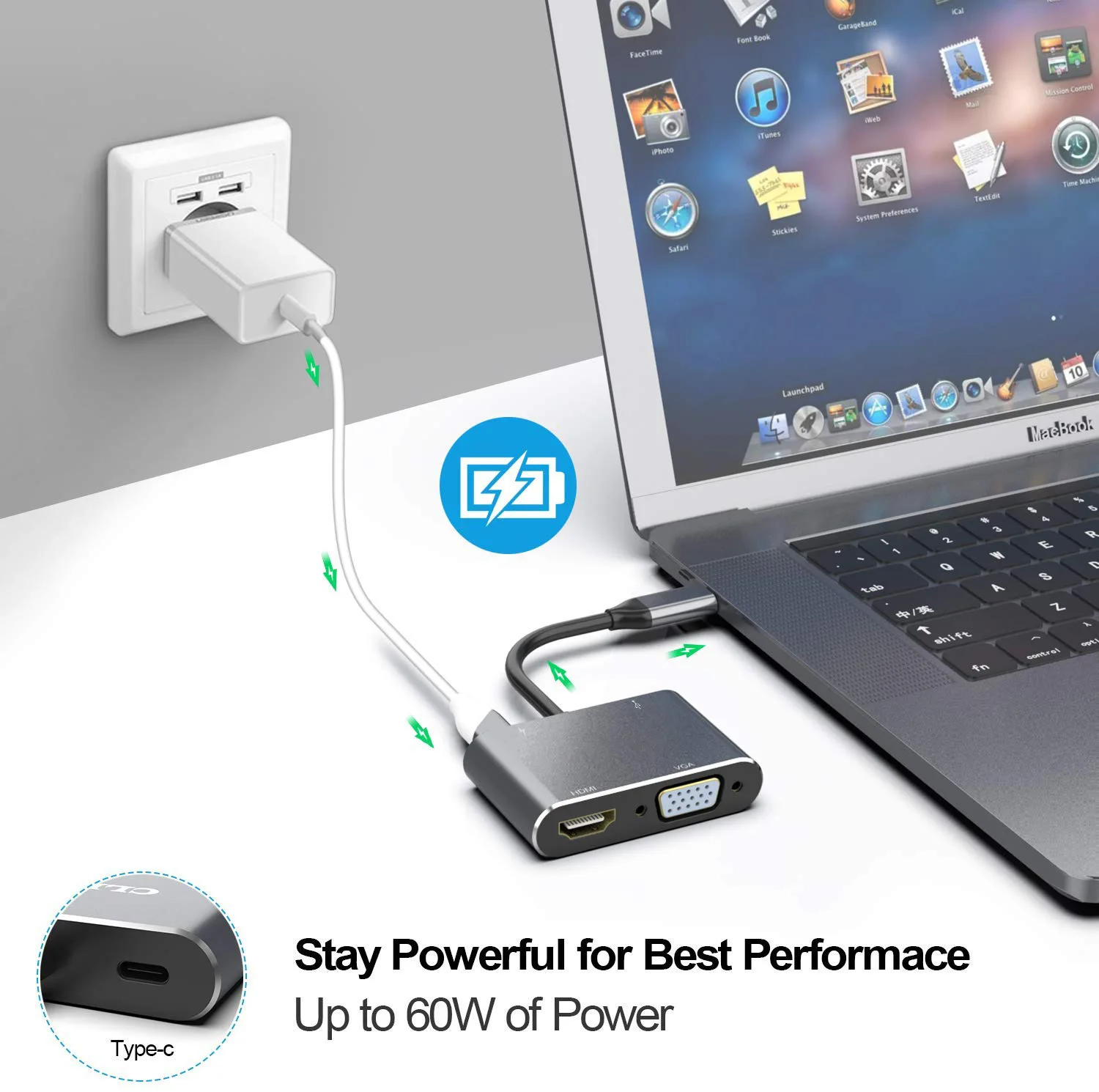 USB C To HDMI-Compatible VGA Type-C Digital AV Multiport Adapter Thunderbolt 3 Converter To 4K 1080P Fast Charging for MacBook