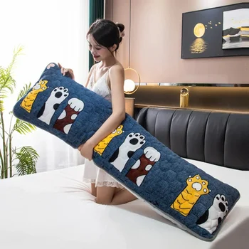 겨울 더블 베개 케이스, 매우 부드러운 플러시, 크고 긴 수면 베개 커버, 단면 만화 인쇄 플란넬 커플 베개 케이스