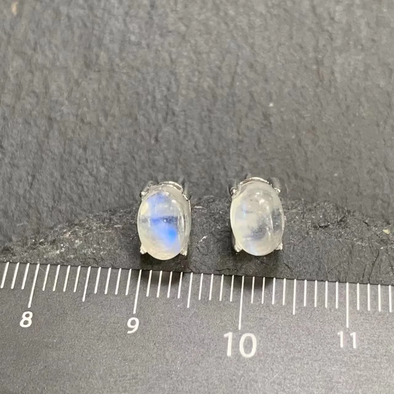 Natural Moonstone earrings Blue Moonlight stone Stainless Steel studs for women delicate Jewelry Gift