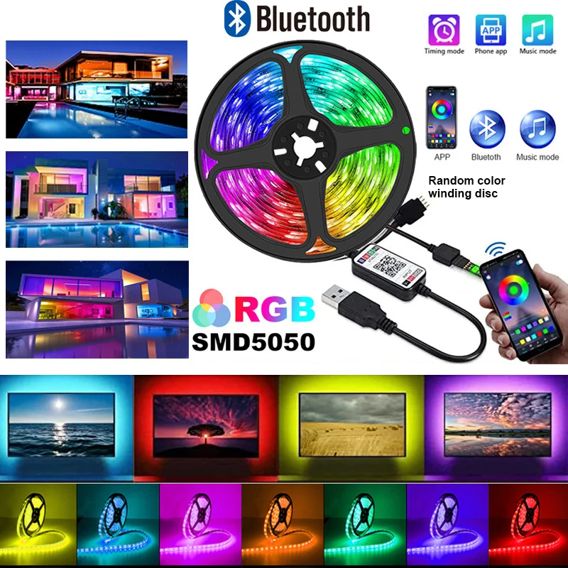 Background Atmosphere Light Strips 5050rgb Color Bluetooth 5v Light Set TV Bedside Bar Atmosphere