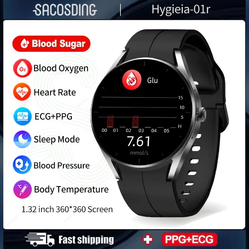 

2023 New ECG Smartwatch Bluetooth Call Blood Sugar Blood lips Blood Pressure Body Temperature Health Monitoring For Android IOS