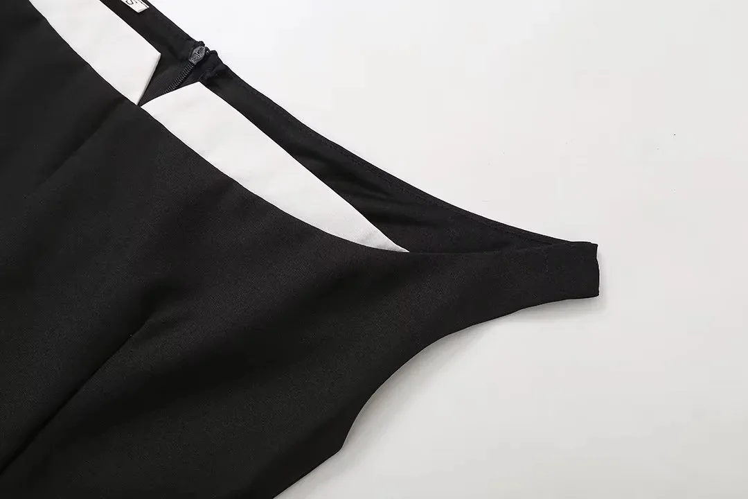 Contrast Color Folds Mini Dress For Women Slim Fit Off-Shoulder Sexy Dress Plunge Elegant Sleeveless Gown Dress Ladies