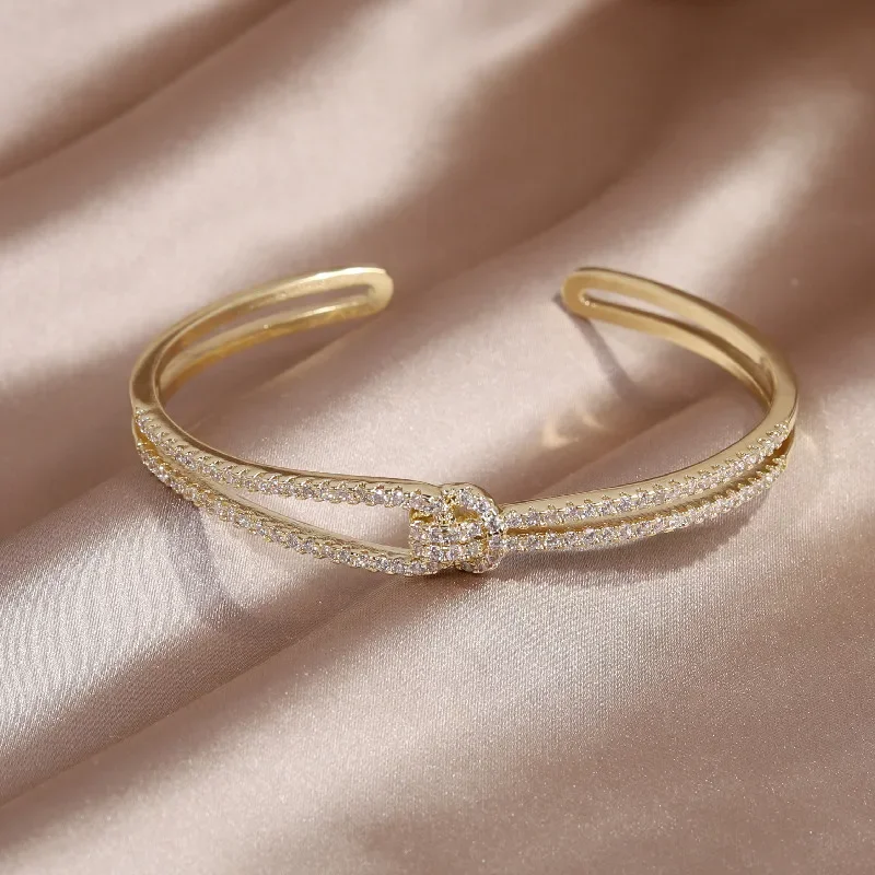 Gold Plated Copper Inlaid Zircon Snake Open Bracelet Women Party Accessories bangle bracelet,zircon bracelet,snake bangle bracelet