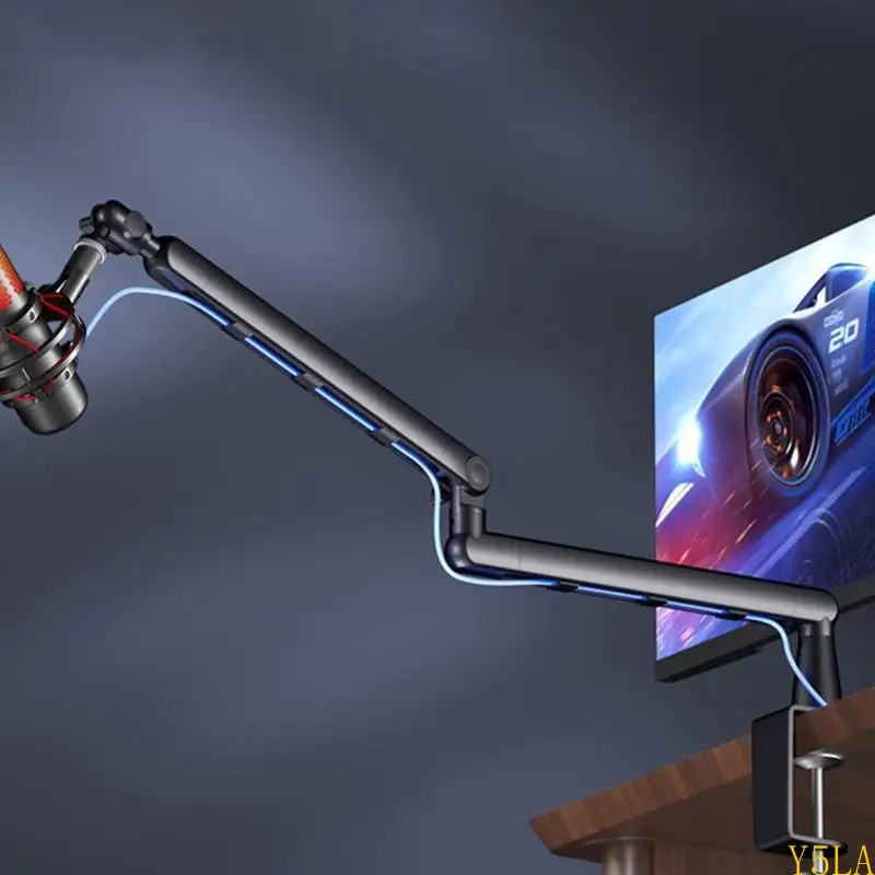 Y5LA Adjustable Low Profile Desk Microphones Boom Arm Stand for Blue Yet Mics