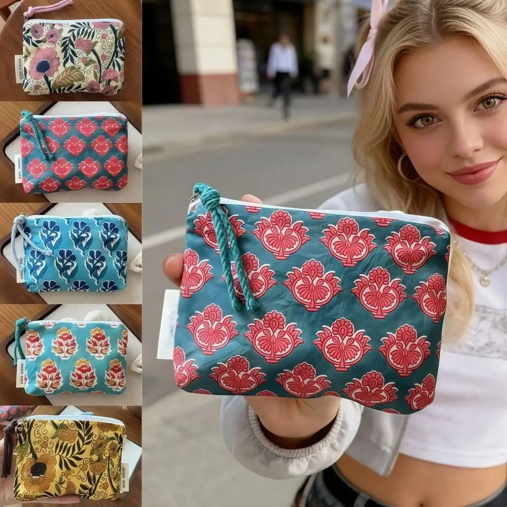 Fashion Vintage Sanitary Napkin Bag Mini Indian Style Bohemian Coin Purse Cotton Zipper Travel Bag Cosmetic,earphone Etc Storage 1