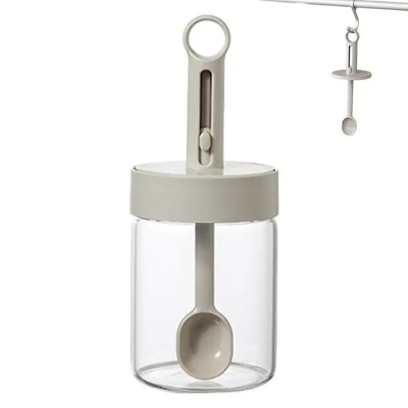 

Jar Storage Container With Retractable Spoon Airtight Kitchen Salt Box Storage Container For S Sugar Pepper