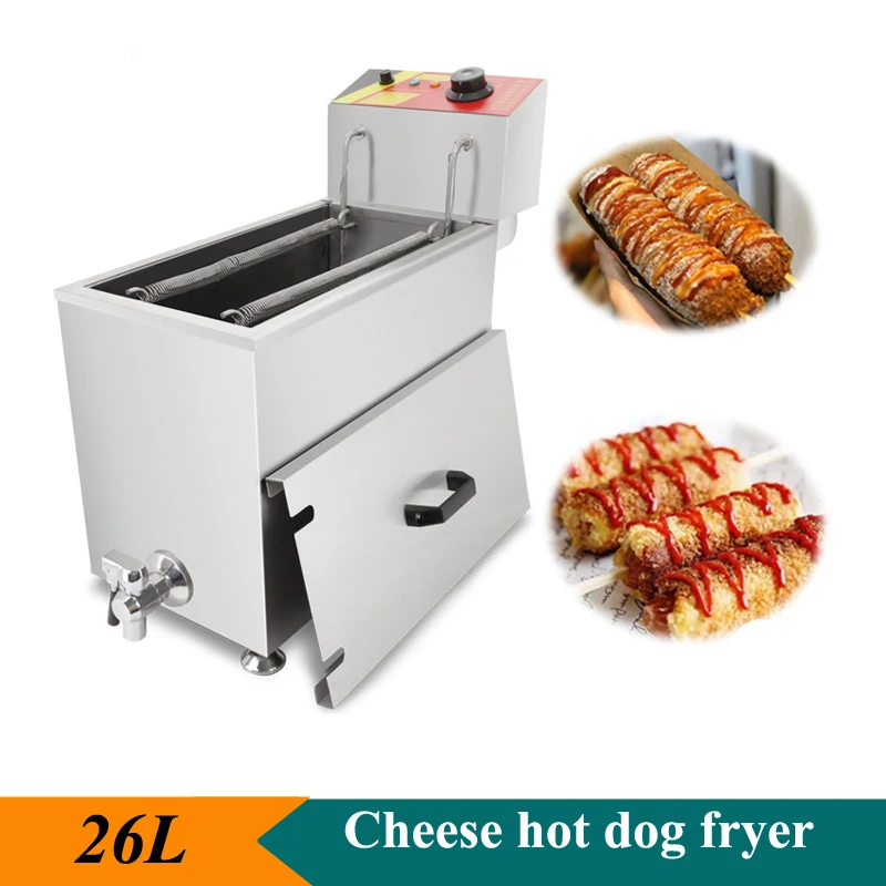 

26L Commercial Electric Cheese Hot Dog Stick Fryer Deep Electric Oil Fryer Commercial Household French Fries Machine 110v 220V