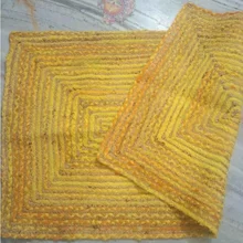 Tapis tressé à la main en Jute et coton naturel, pour salon moderne, intérieur ou extérieur