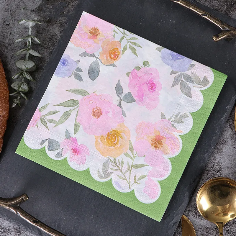 20 Stück/Packung Blumenbedruckte Einweg-Tischservietten für Hochzeit, Geburtstag und Partydekoration – Detail 1