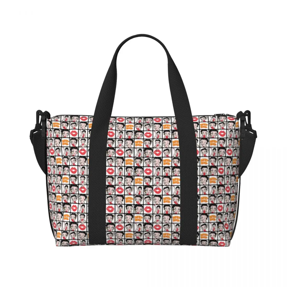Sexy Doll Boops Bettys Collage Beach Tote Bag for Women Big Compartment Beach Gym Travel Bags