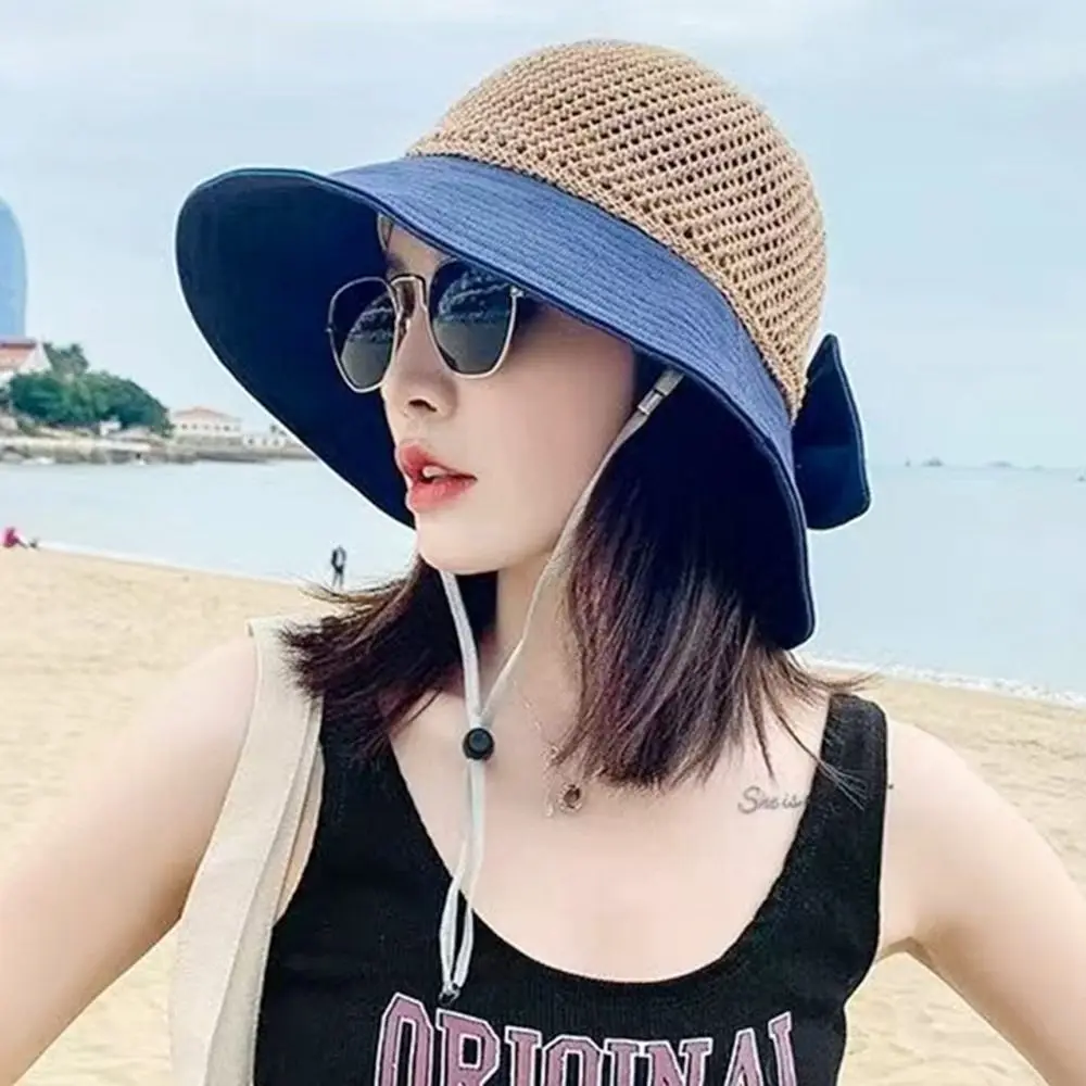 Women Bucket Sunshade Hat Summer UV Protection Sun Hats Soft Foldable Wide Brim Outdoor Beach Hat Panama Sun Cap 2