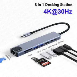 7 - in - 1 Premium Laptop Docking Station with 4K HDMI and USB 3.0 Hub (8in1 - 2 4K 30Hz)
