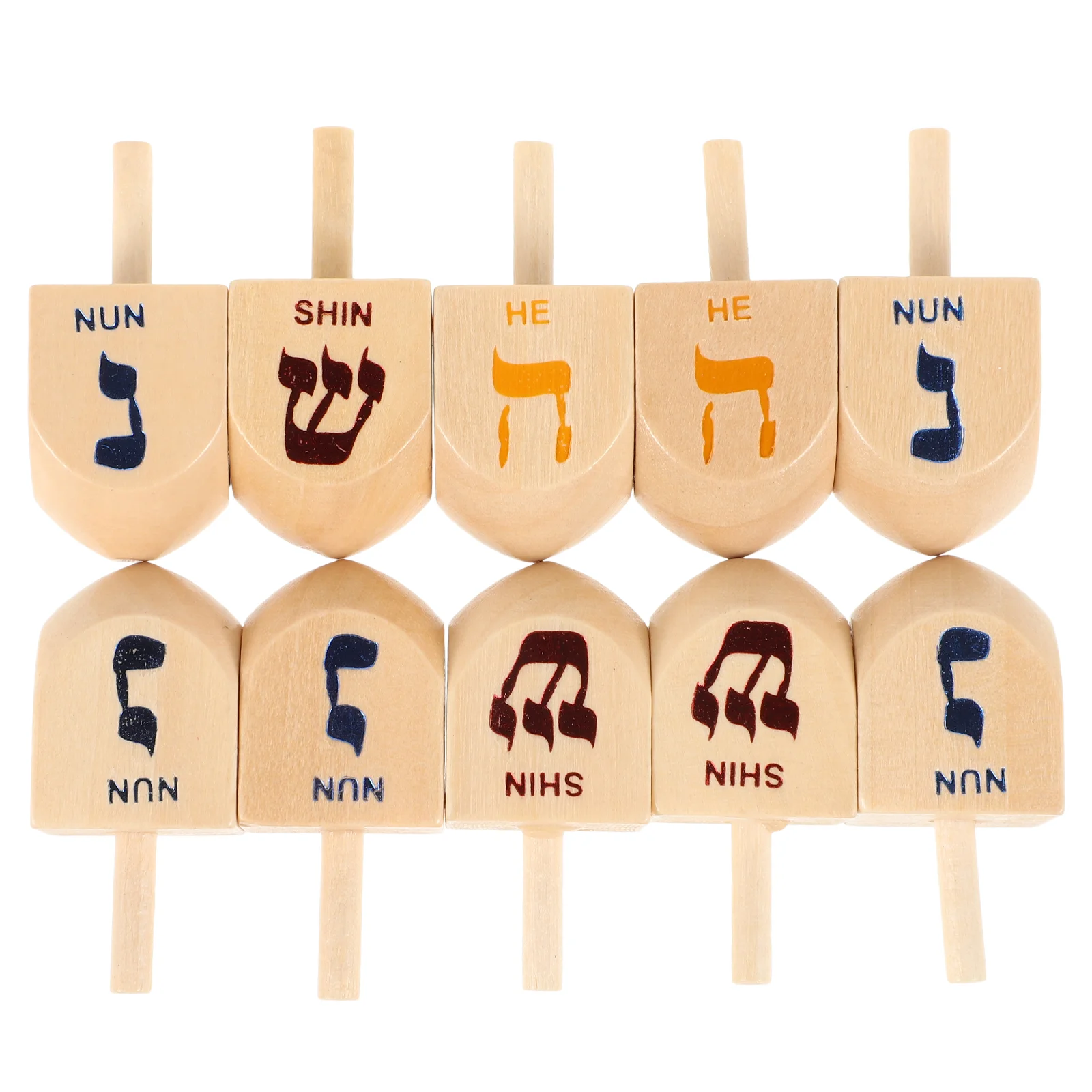 10 Pcs Spinning Top Toy Festival Dreidel Hanukkah Party Toys Small Wooden Miniature Travel