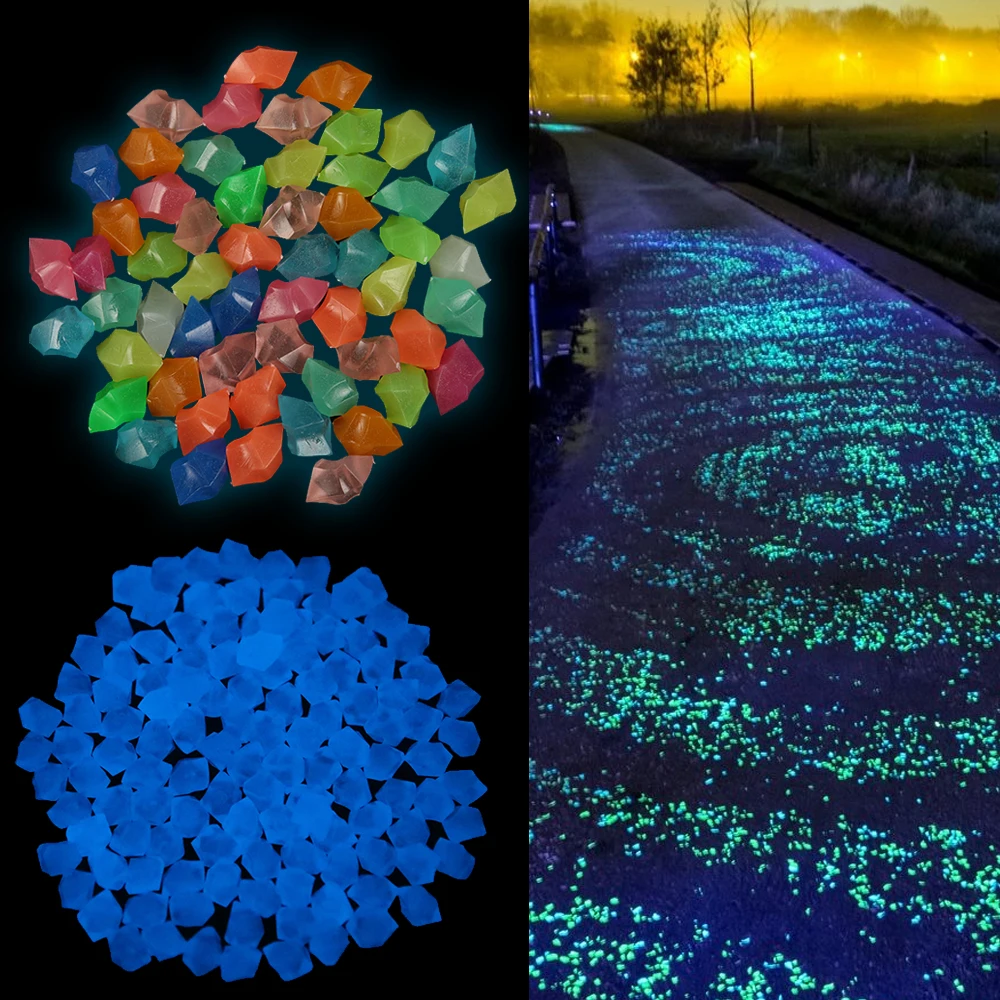 

100pcs/lot Luminous Pebbles Rocks Garden Ornaments Stone Glow In The Dark GardenFor Walkways Fish Tank Decorations