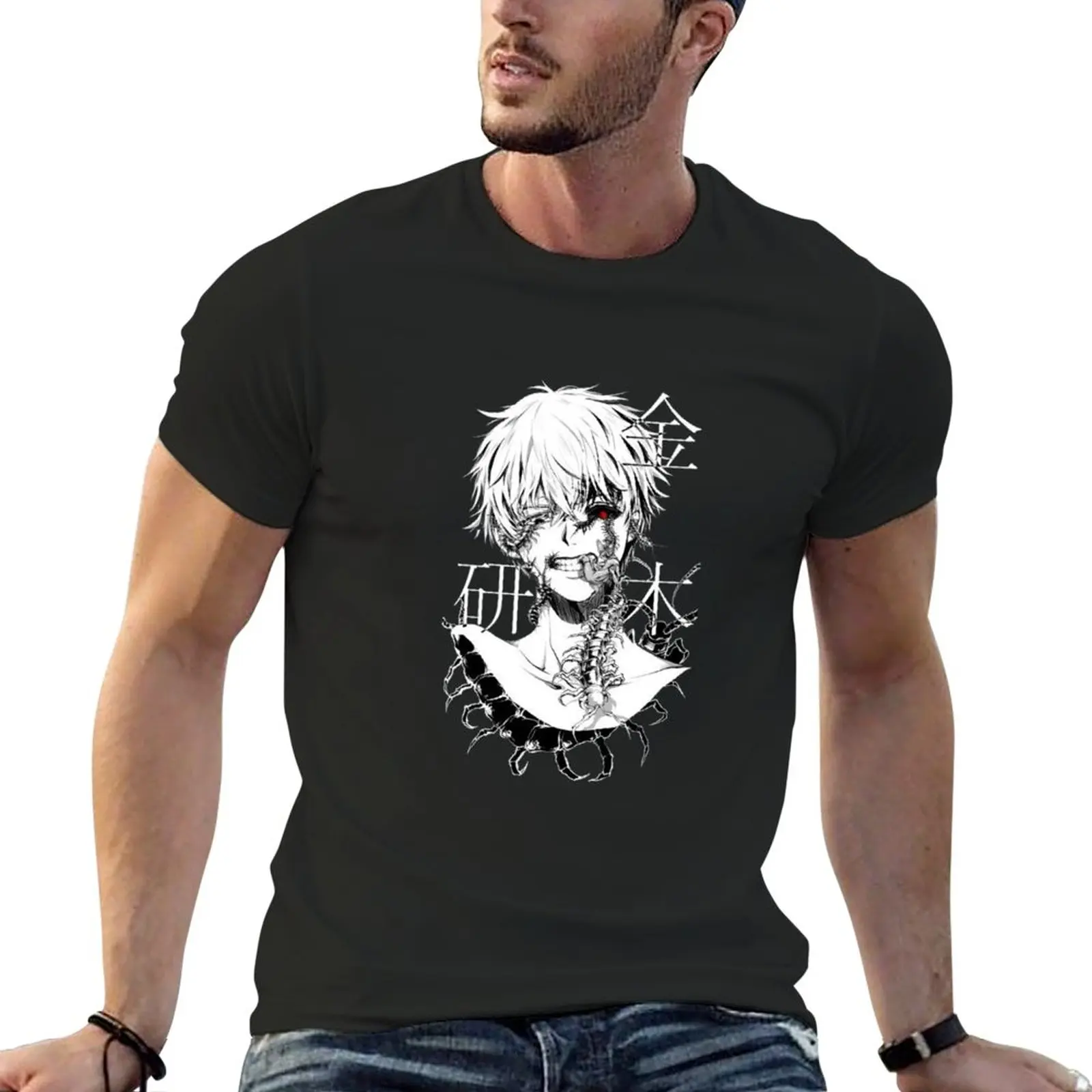 New Kaneki Ken T-Shirt Anime T-Shirt Hippie Clothes Vintage T-Shirt T-Shirt Short Mens Champion T-Shirt