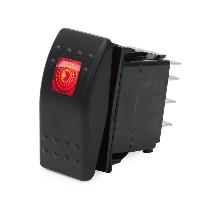 

5 Pin 308-1038 RV Generator Rocker Start-stop Switch with Backing Light Red Lens for Onan Cummins 3081038 High Quality Plastic