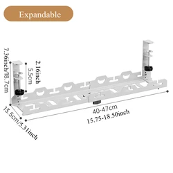 Under Desk Extendable Cable Management Tray with Clamp and Retractable Power Strip Holder (White retractable)