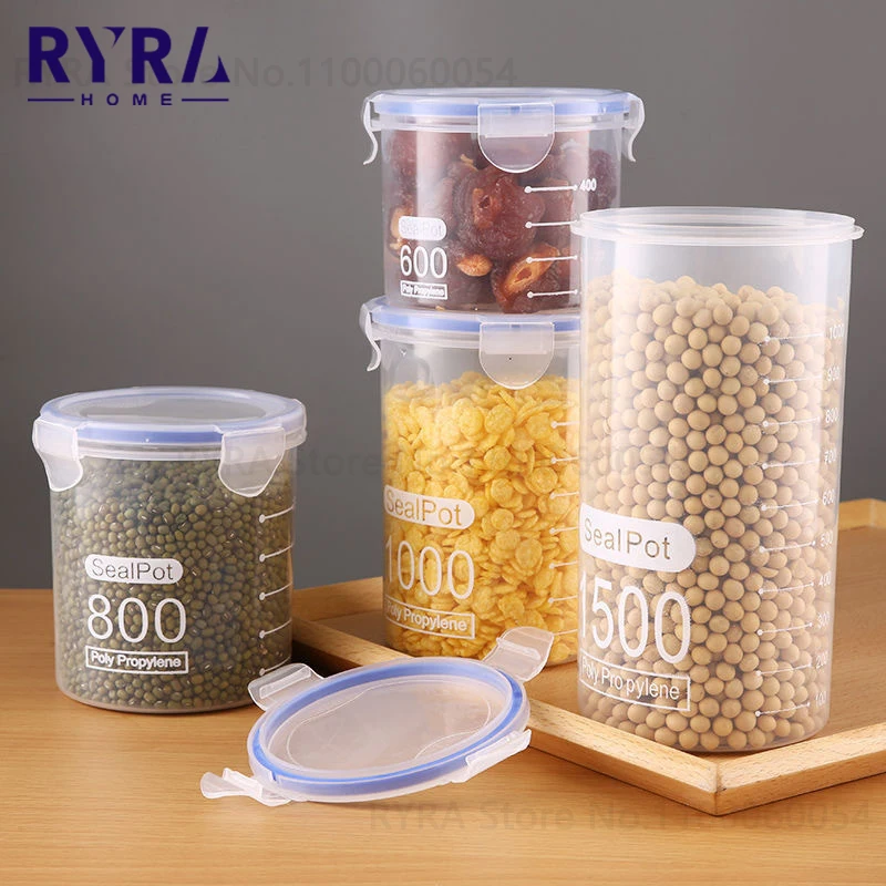 Food Storage Container With Lid, Clear Plastic Kitchen And Pantry