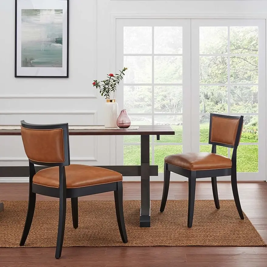 

Modway Pristine Vegan Leather Dining Side Chairs in Tan-Set of 2