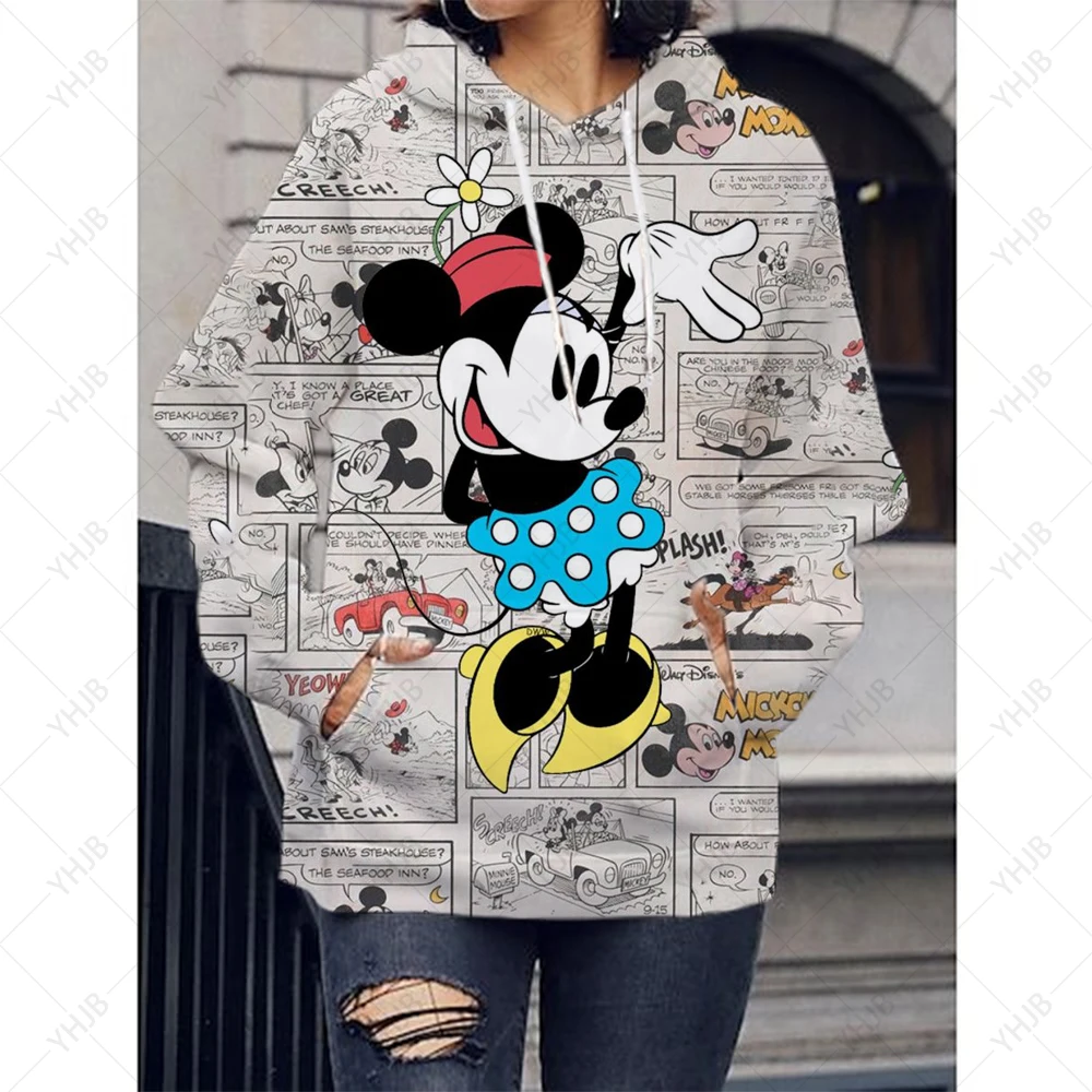 

New Unisex Kawaii Cartoon Print Sweatshirt Harajuku Hoodie Clothes Disney Minnie Mickey Mouse Print Casual Long Sleeve Hoody