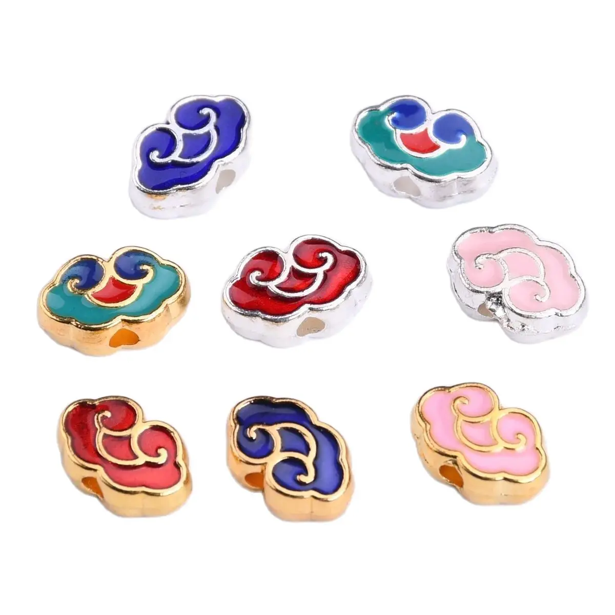 10pcs Enamel Metal 9.5x6.2mm Chinese Propitious Cloud Shape Loose Craft Beads For Jewelry Making DIY Findings 10pcs pull out travel jewelry organizer box necklace earring bracelet brooches storage packaging craft paper drawer gift box