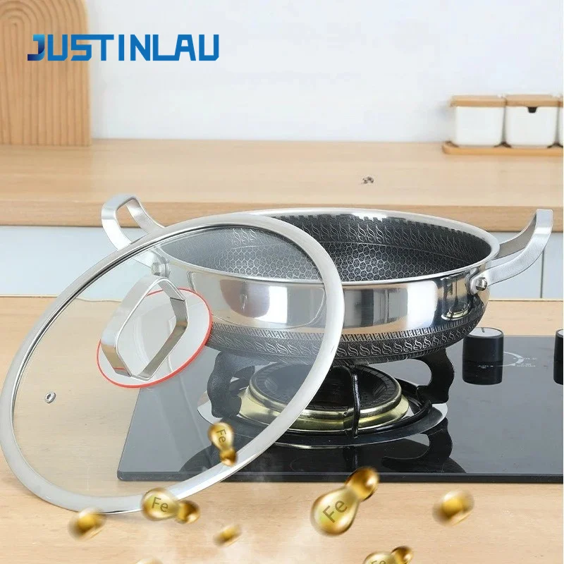 Stainless Steel Non Stick Frying Pan with Lid for Induction Cooker
