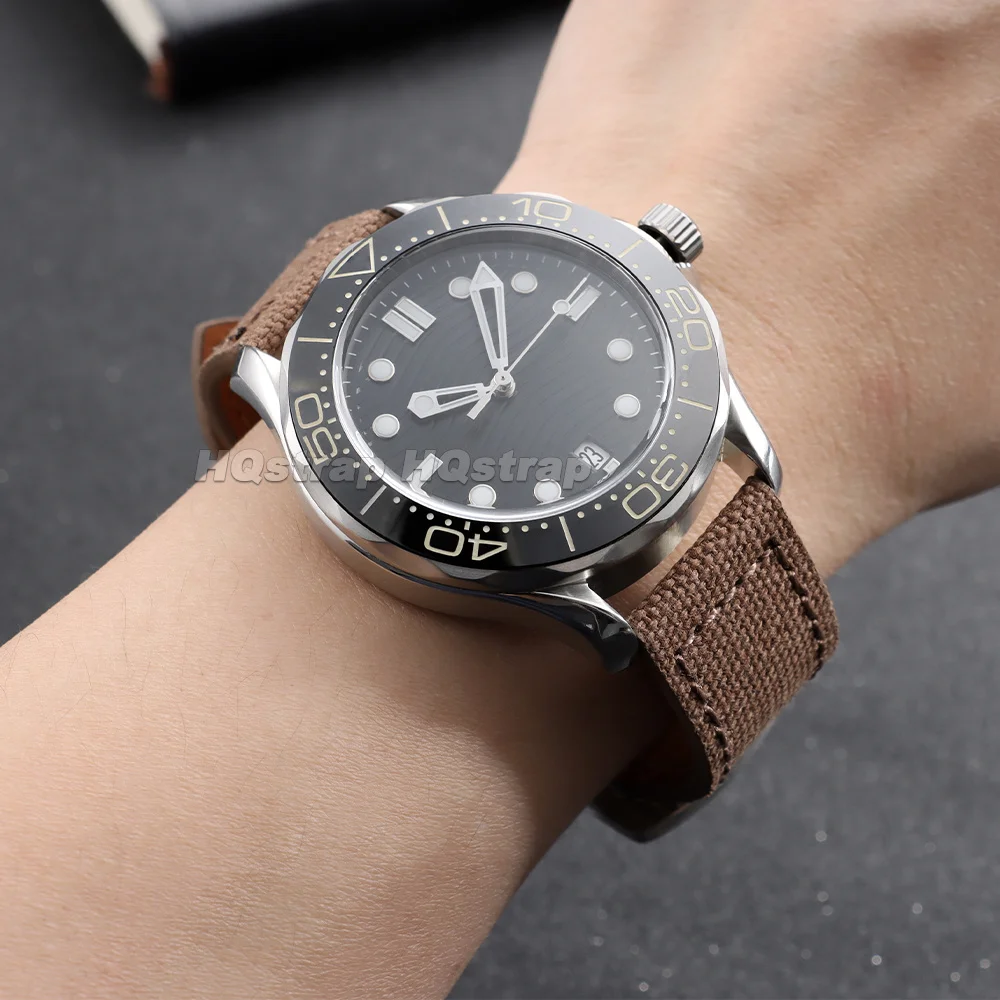 Durable Nylon Canvas Sport Watch Strap with Cowhide Lining