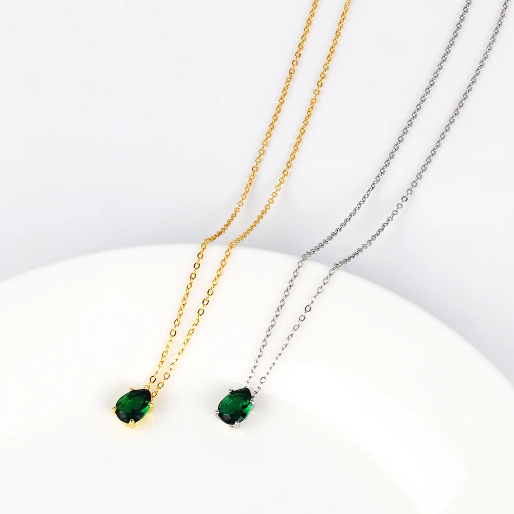 Emerald Crystal Zircon Necklace Worn