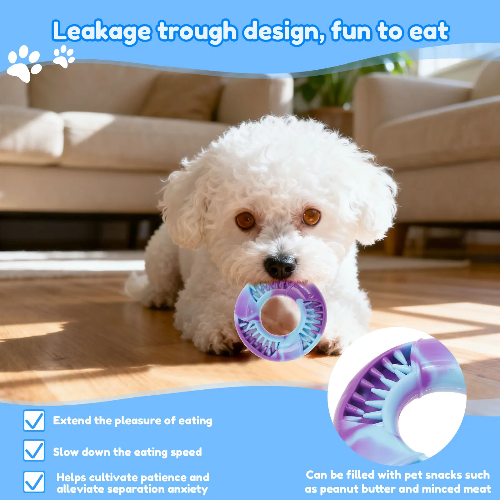 3 Pcs Puppy Chew Toys TPR Pet Dog Teething Toys 3 Shapes Stuffable Interactive Dog Teethers Pet Supplies for Dog Teeth Cleaning