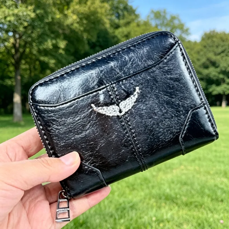 Portafoglio Classico alla Moda Unisex, Semplice ed Elegante Porta Carte in Pelle Bifold, Abbinamento Quotidiano, Pelle Cerata Tinta Unita - immagine 2