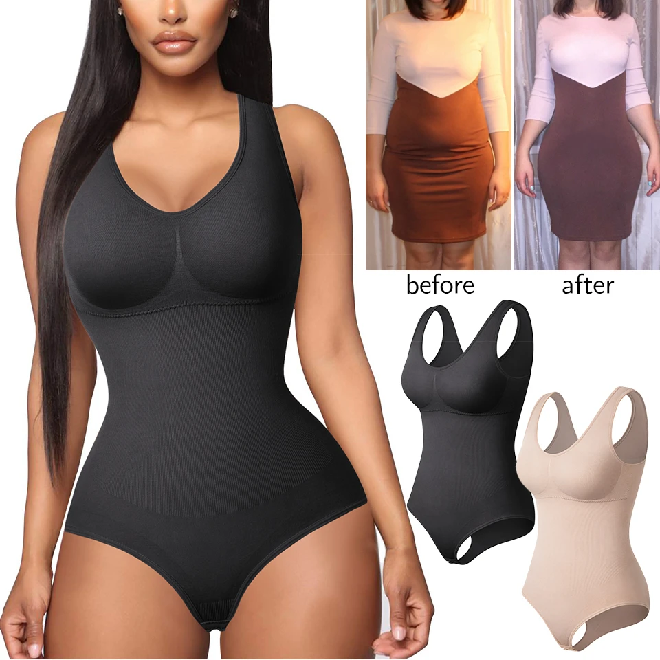 Women Shapewear Bodysuit Seamless Tummy Control Body Shaper Tank Tops Compression Shirts Waist Trainer Vest Slimming Underwear target shapewear