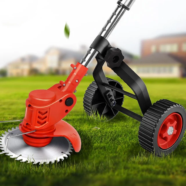 Univerzális Fűvágó Tartó Kerekek Elektromos Kefe Vágó Fűnyíró Kerekes Húr Trimmer Rögzíthető Szög - Image 5