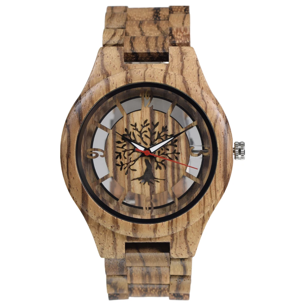 Men's Handmade Luminous Wooden Wrist Watch - Classic Analog Quartz Design