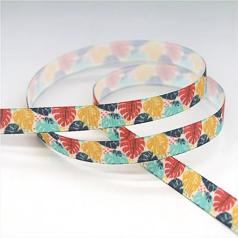 DHK 3/8'' 5yards Tropical Butterfly Cactus Flowers Printed Grosgrain Ribbon Headwear Hair Bow Diy Party Decoration 9mm E2180