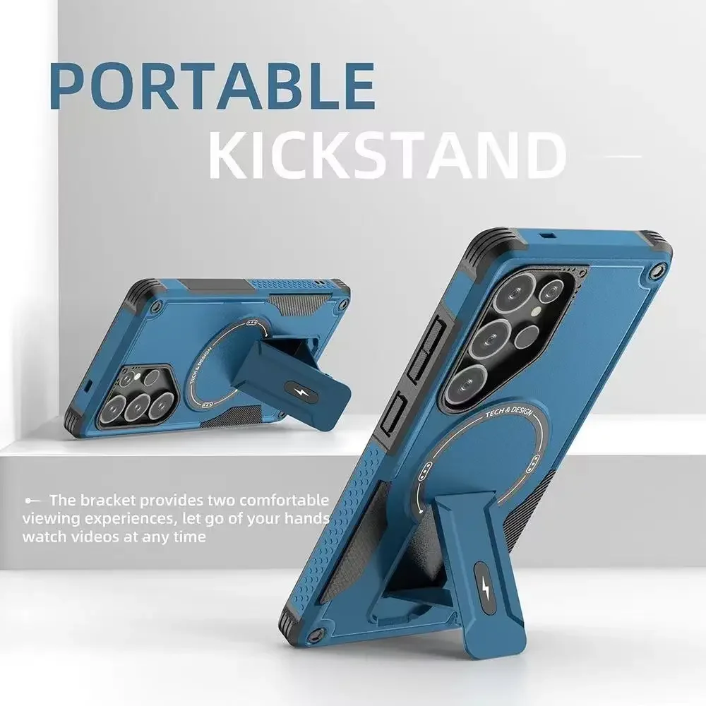 Stand Holder Armor Magnetic Phone Case with Cover Protection