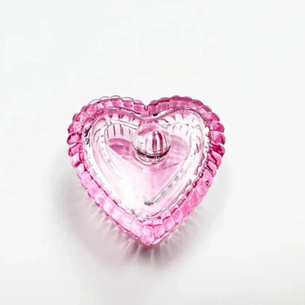 1pcs Pink Crystal Glass Dappen Dish Acrylic Powder Liquid Holder Container Heart Shape Nail Lid Cup Bowl Manicure Accessories 2