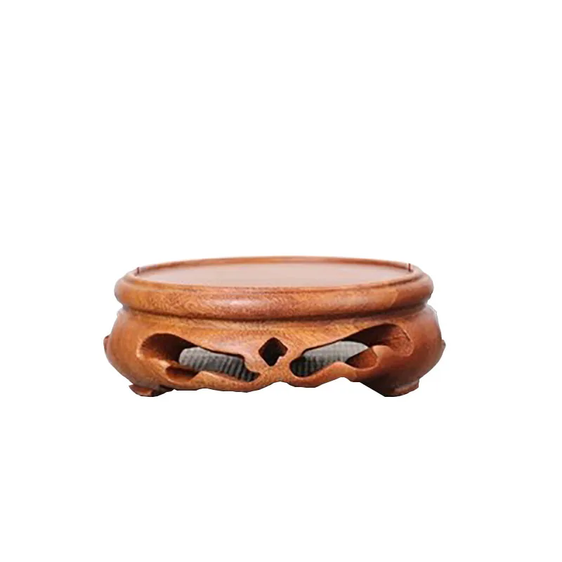 Solid Wood Small Circular Base, Porcelain, Antique Tea Cup Base, nuclear Carving, Jade incense Burner, Ornaments Base