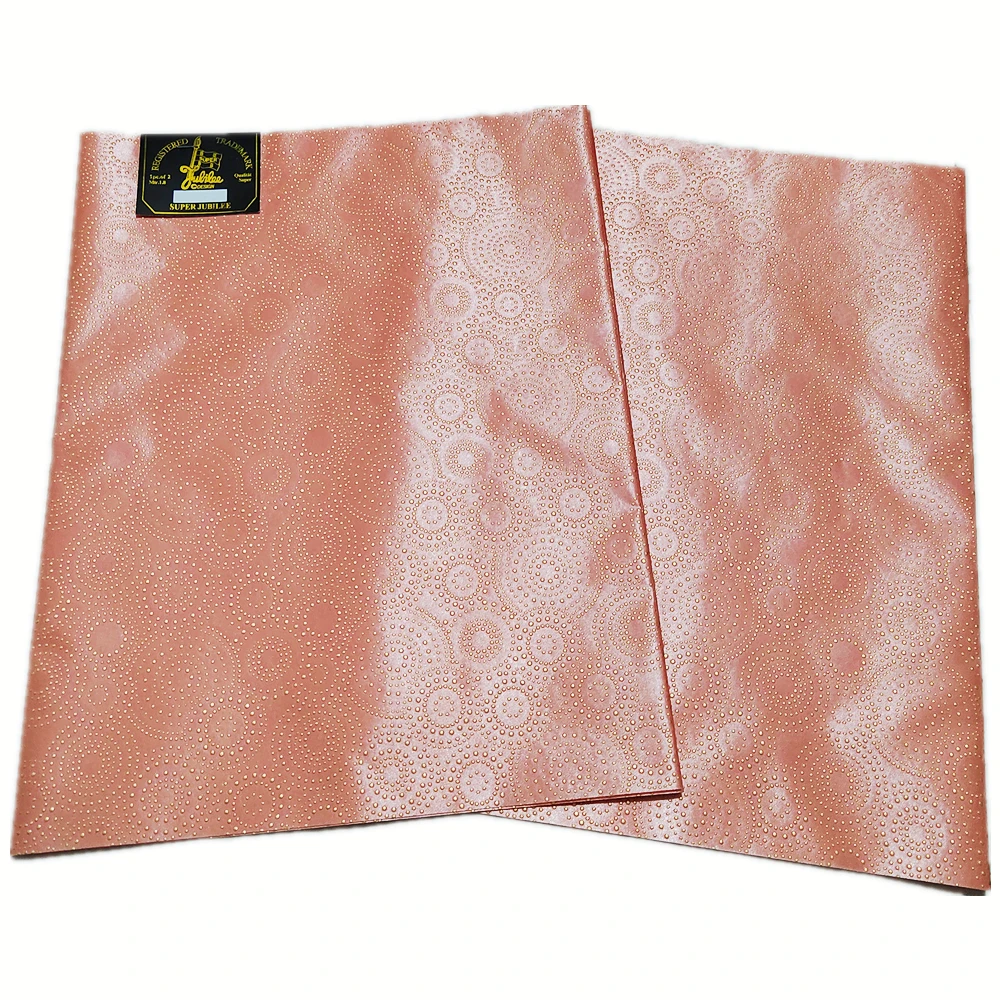 

African Sego Gele Headtie with Stones, Peach Nigerian Headtie, 2 Pieces