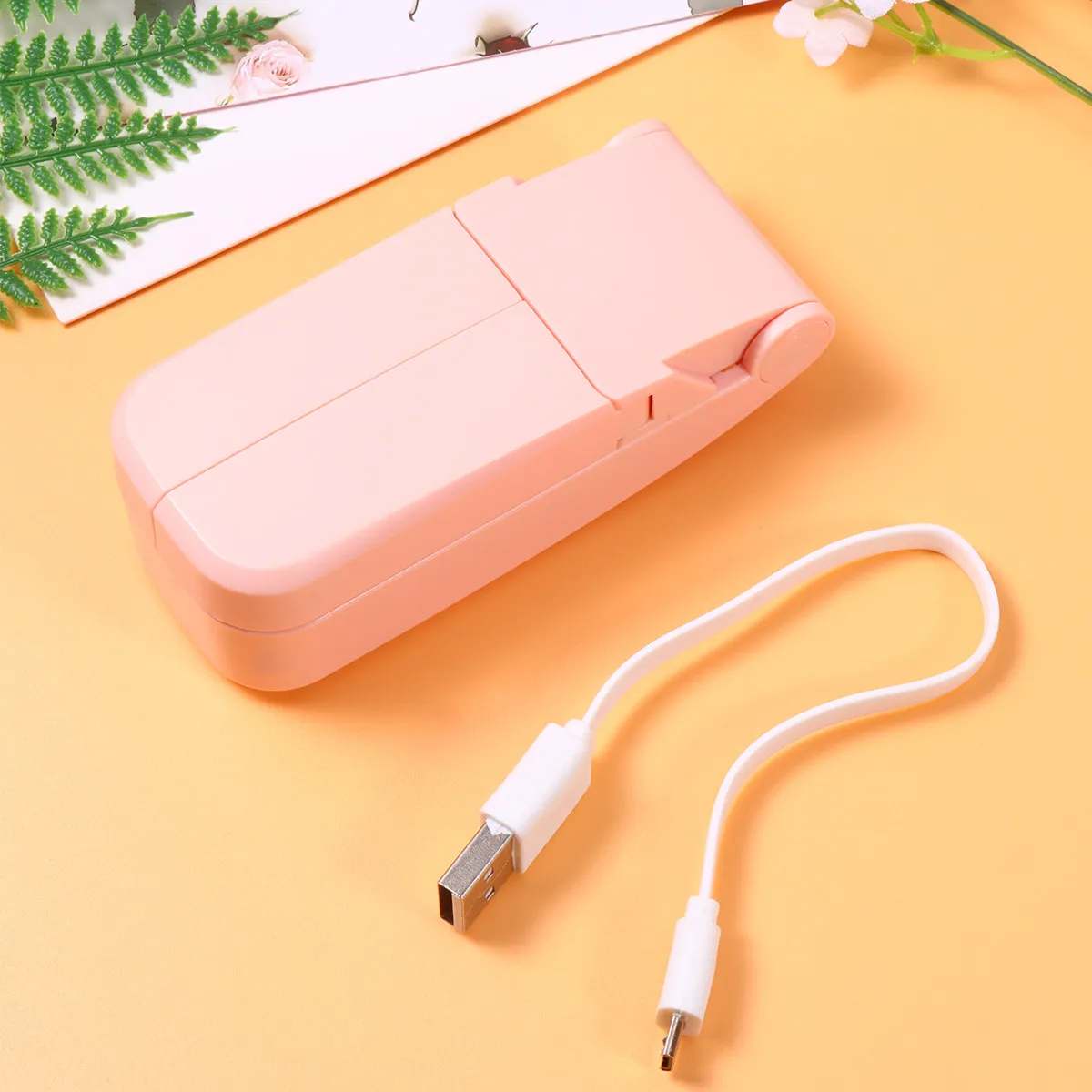 핑크색 이중 헤드 USB 충전식 미니 접이식 선풍기 휴대용 소형 전기 선풍기 여행용 야외 테이블 데스크탑용 냉각 장치