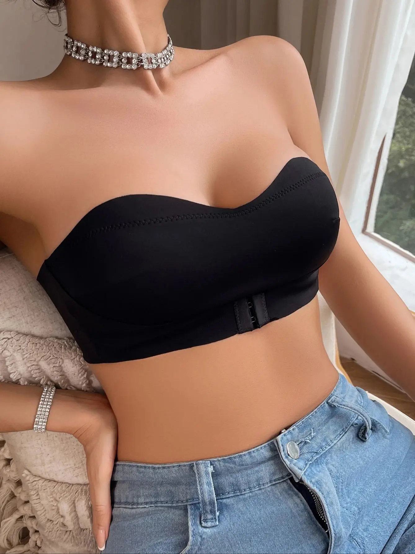 Viomisha Front Closure Sexy Push Up Bra Women Invisible Bras Underwear Lingerie For Female Brassiere Strapless Seamless Bralette