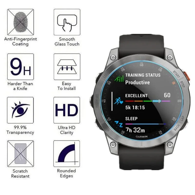 3-Pack Tempered Glass Smart Watch Screen Protector - Anti-Scratch Protective Film