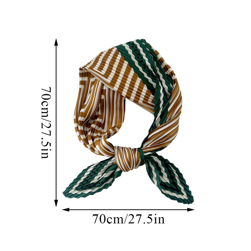 New Floral Print Pleated Silk Scarf Square Neck Scarves Crinkle Hair Bands Scarf Bandana Satin Hijab Head Wraps Neckerchief 6