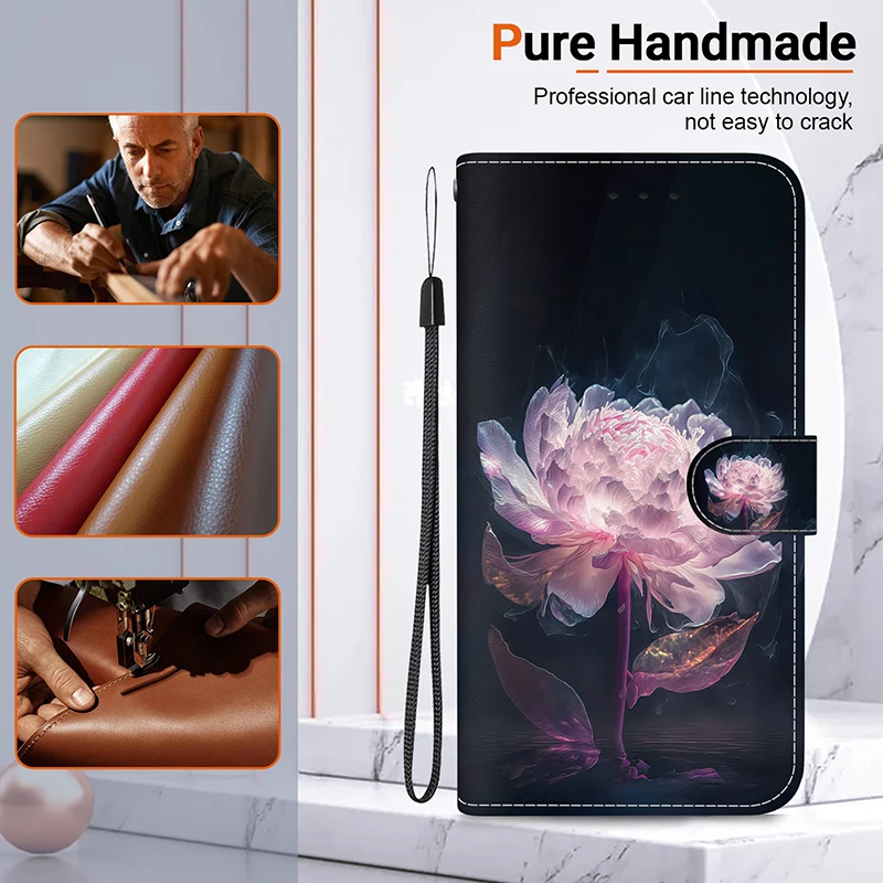 Stylish Flip Wallet Case with Painted Pattern Design