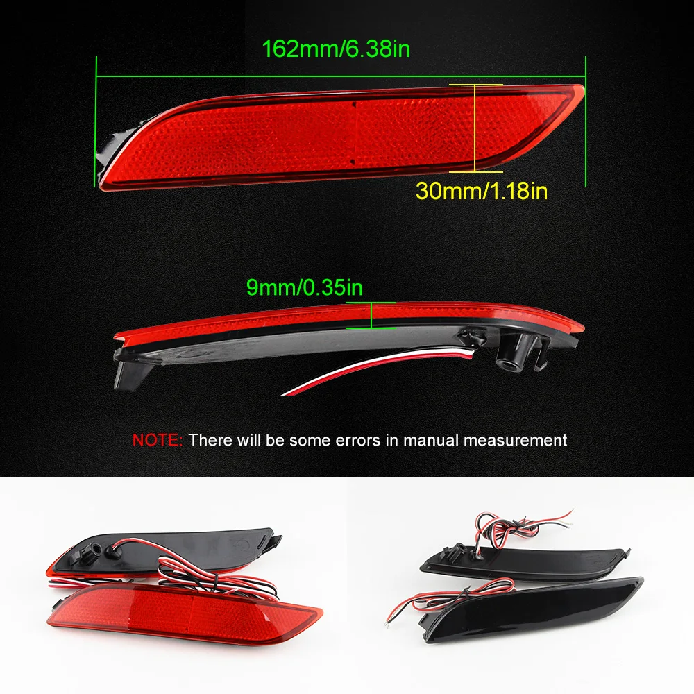 Red Lens Rear Bumper Reflector With LED Strip Brake Light For 2018-2024 Toyota Camry 4 thumbnail image