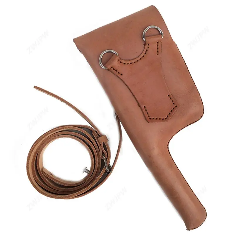 CHINESE MILITARY HOLSTER MAUSER C96 BROOMHANDLE LEATHER HOLSTER WITH STRAP A CN102012