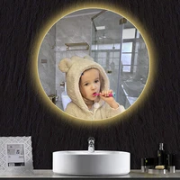 40/50/60CM Round Smart Hotel Bedroom Defogging Decorative Mirror LED Bathroom Mirror 3 Color Adjustable Backlight With 2