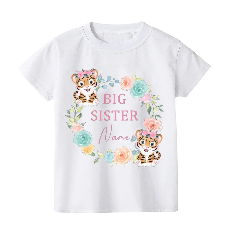 Family Matching Outfits Personalized Sisters Shirts Big Little Sister Rainbow Wreath Shirt Custom Kids T-shirt Baby Bodysuit 5