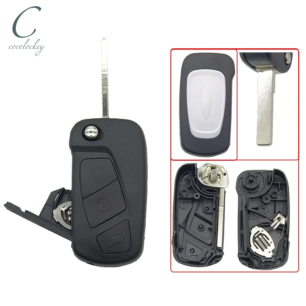 Cocolockey Folding Key Case Shell Fob – 3-Button Remote Flip Car Key Cover Replacement