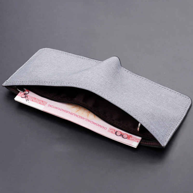 

Men's Short Horizontal Square Canvas Solid Color Buckle Wallet Denim New Unmarked Sewing Thread Ultra Thin Card Holder