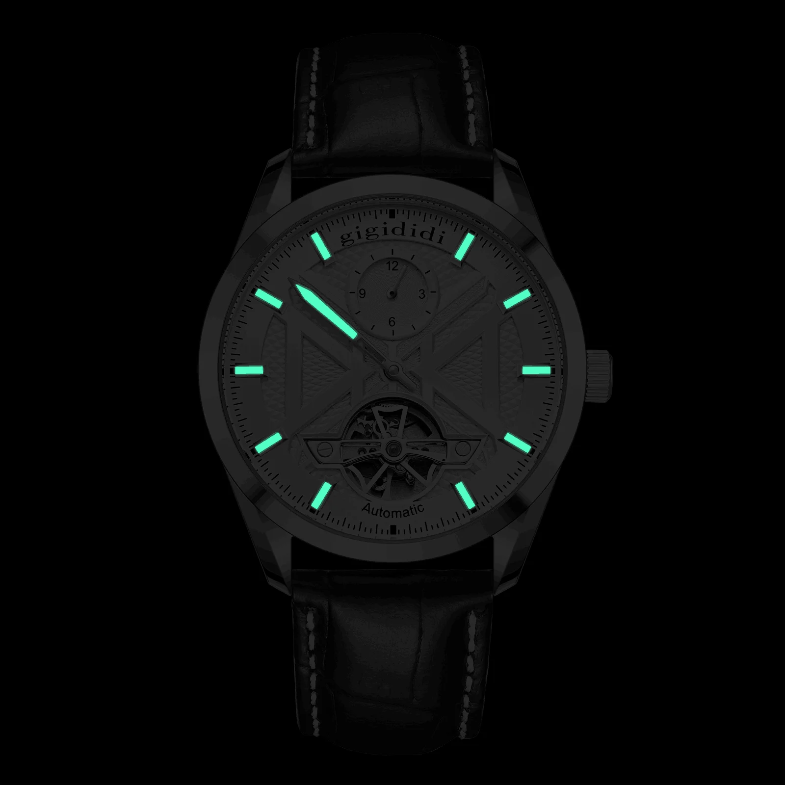Mechanical Watch Men Business Leather Strap Waterproof Luminous Seagull ST25 Flywheel